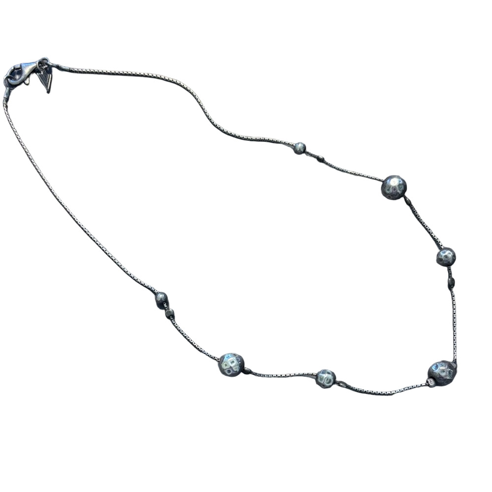 Silpada Oxidized Silver Necklace with Hammered Silver Beads N1391
